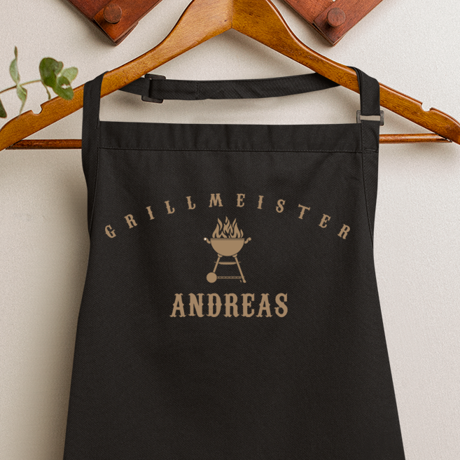 Grillmeister personalisierte Grillschürze - 100% Premium Bio-Baumwolle