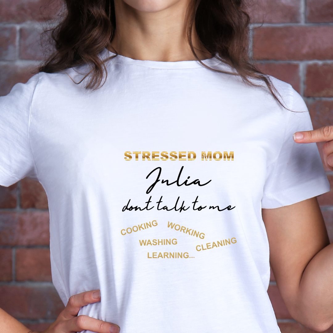 STRESSED MOM, Name personalisierbar - Ladies Premium Shirt