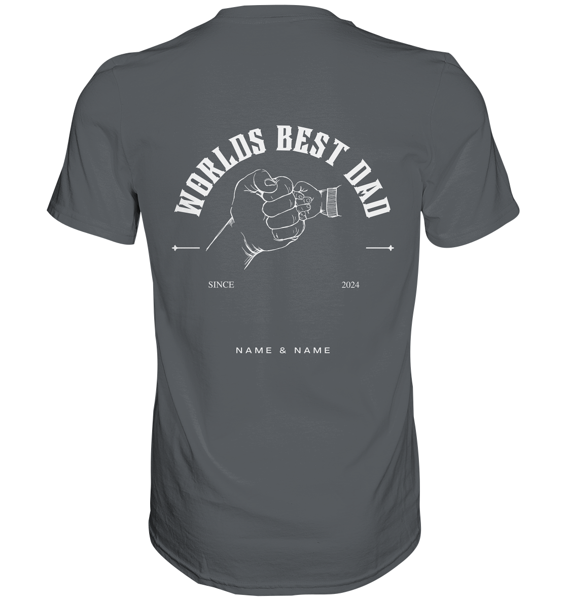 Worlds Best DAD, Backprint, Namen und Datum personalisierbar,  - Premium Shirt