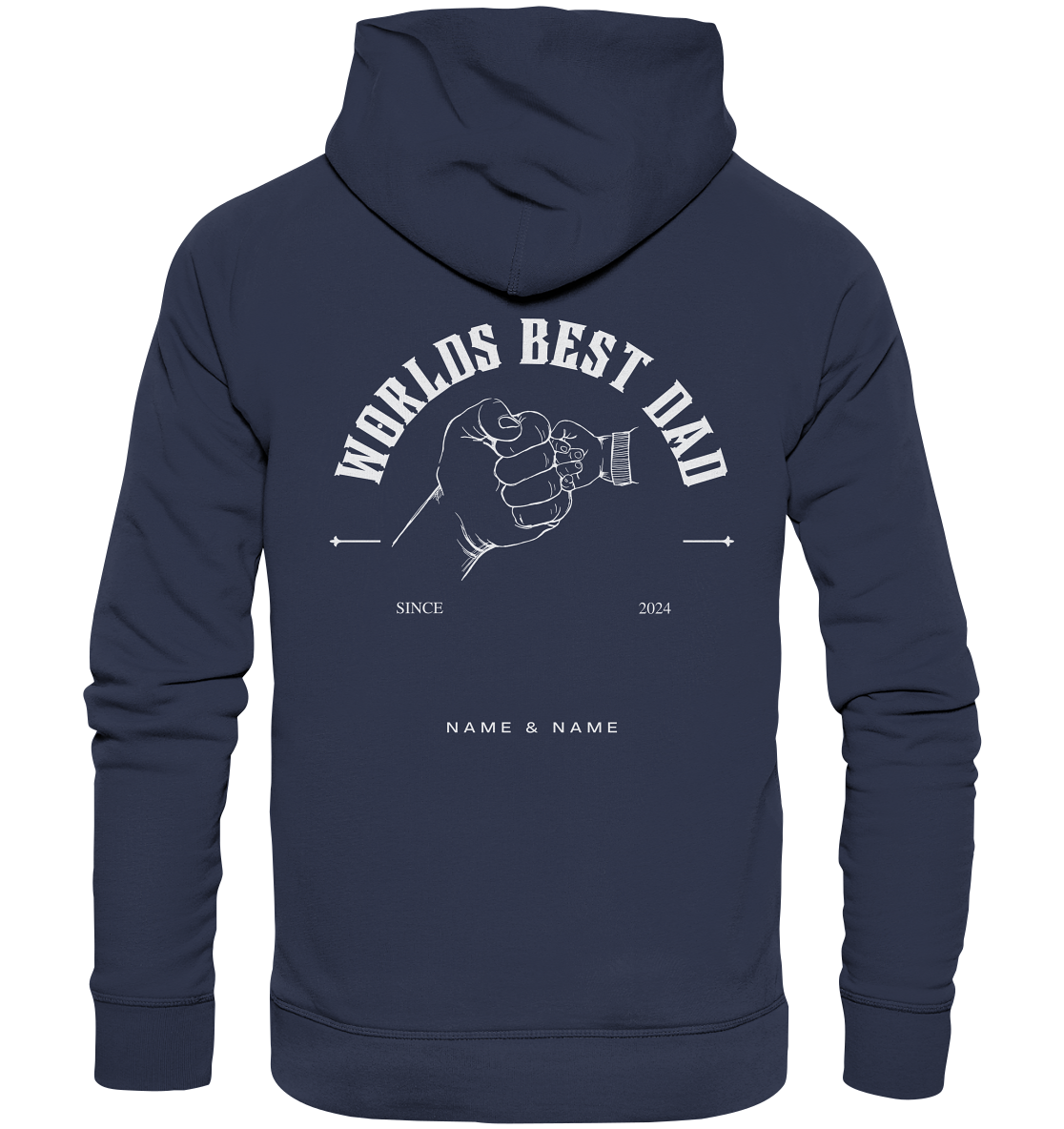 WORLDS BEST DAD, Backprint, Namen und Datum personalisierbar - Premium Unisex Hoodie