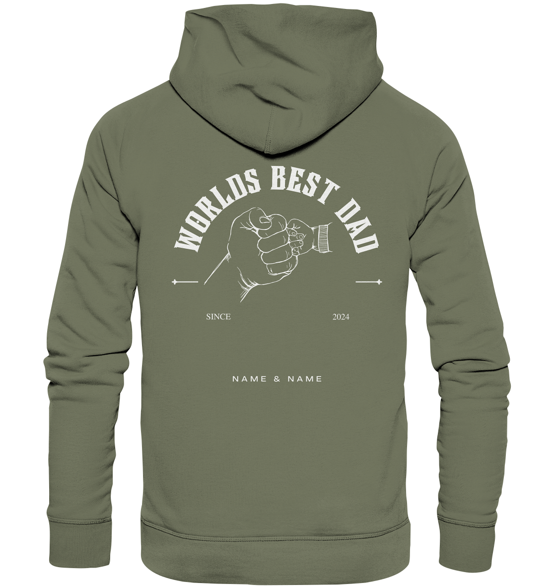 WORLDS BEST DAD, Backprint, Namen und Datum personalisierbar - Premium Unisex Hoodie