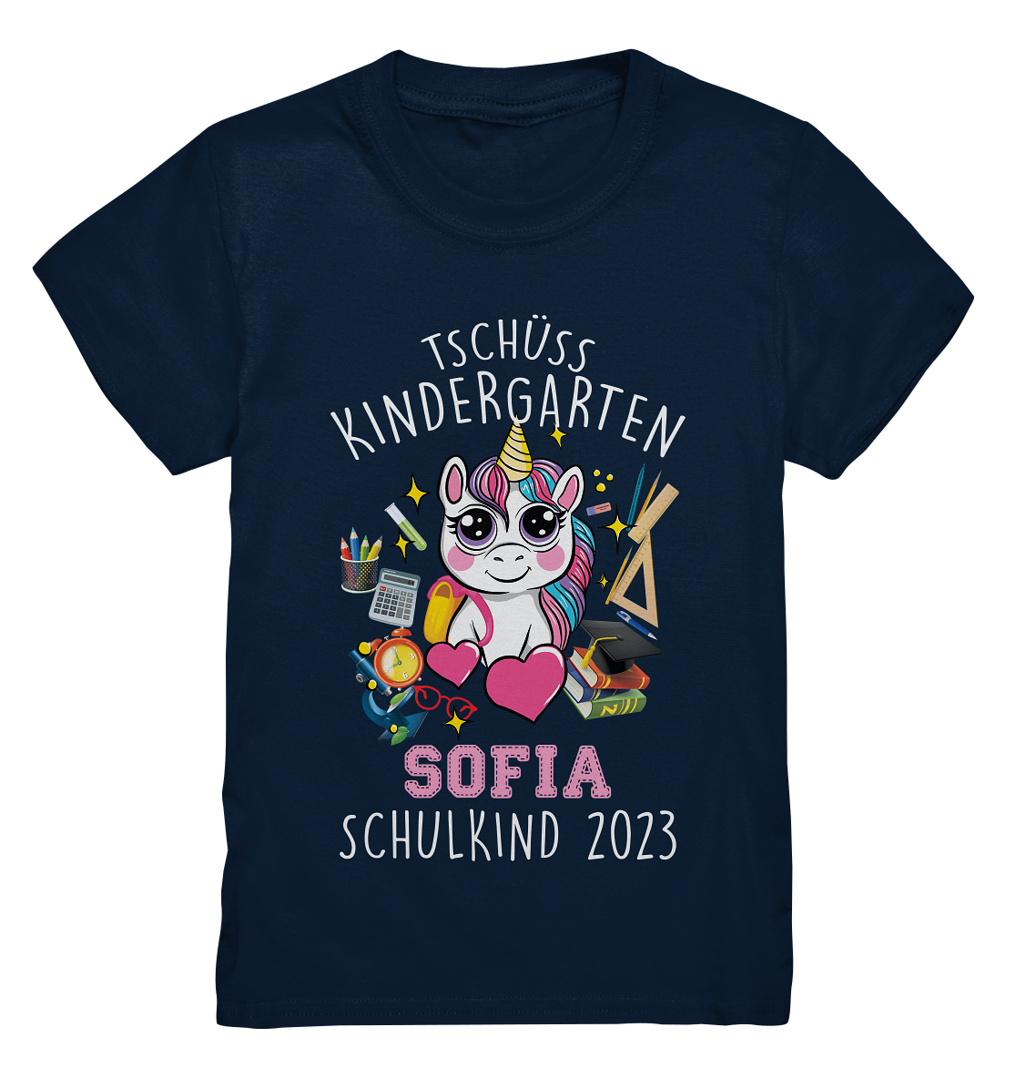 Unicorn Schulkind 2024 personalisiertes Kindershirt