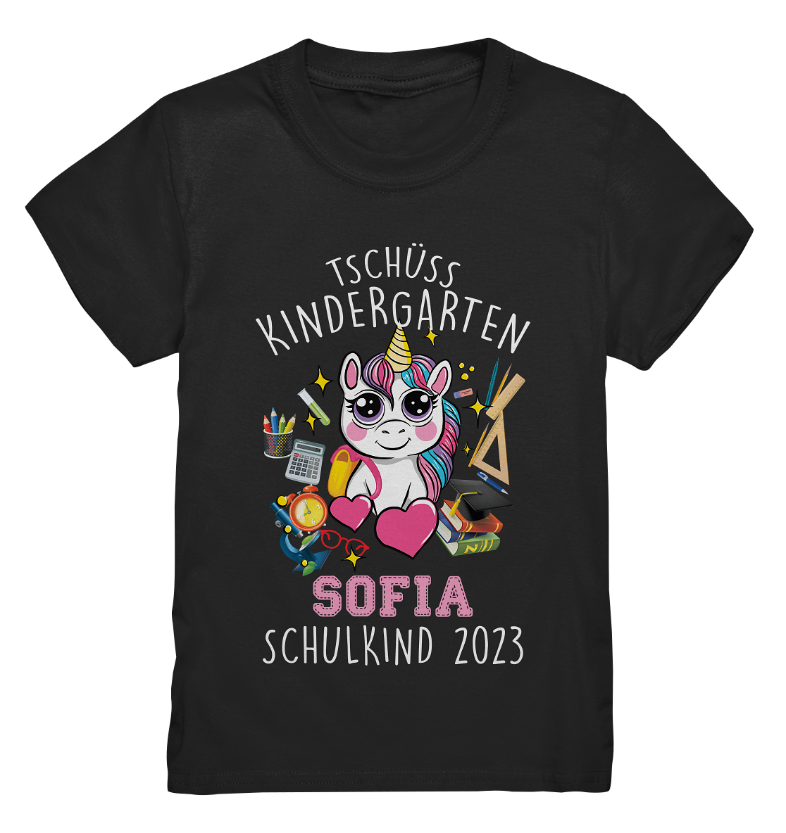 Unicorn Schulkind 2024 personalisiertes Kindershirt