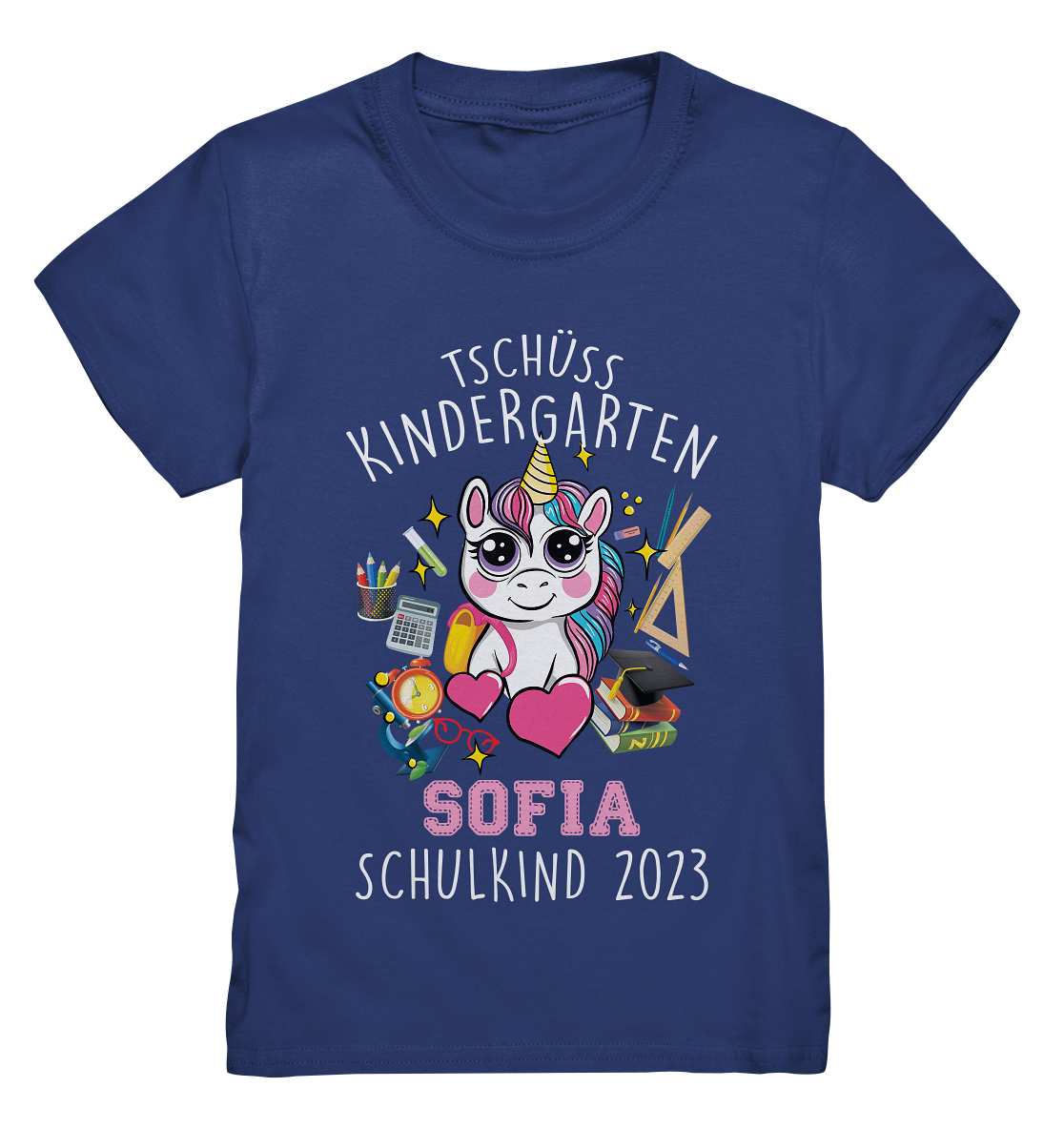 Unicorn Schulkind 2024 personalisiertes Kindershirt