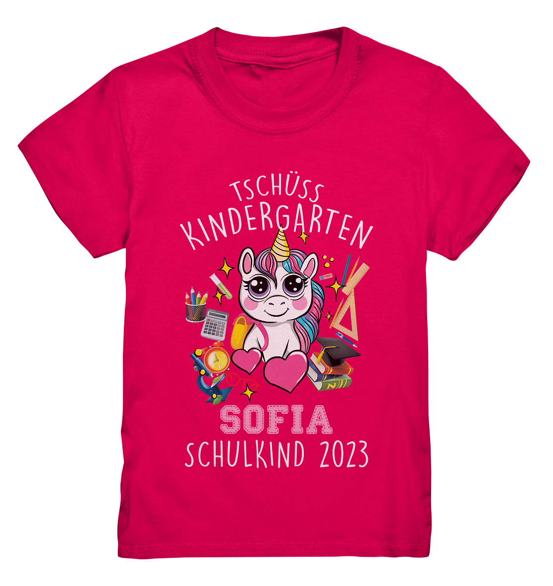 Unicorn Schulkind 2024 personalisiertes Kindershirt