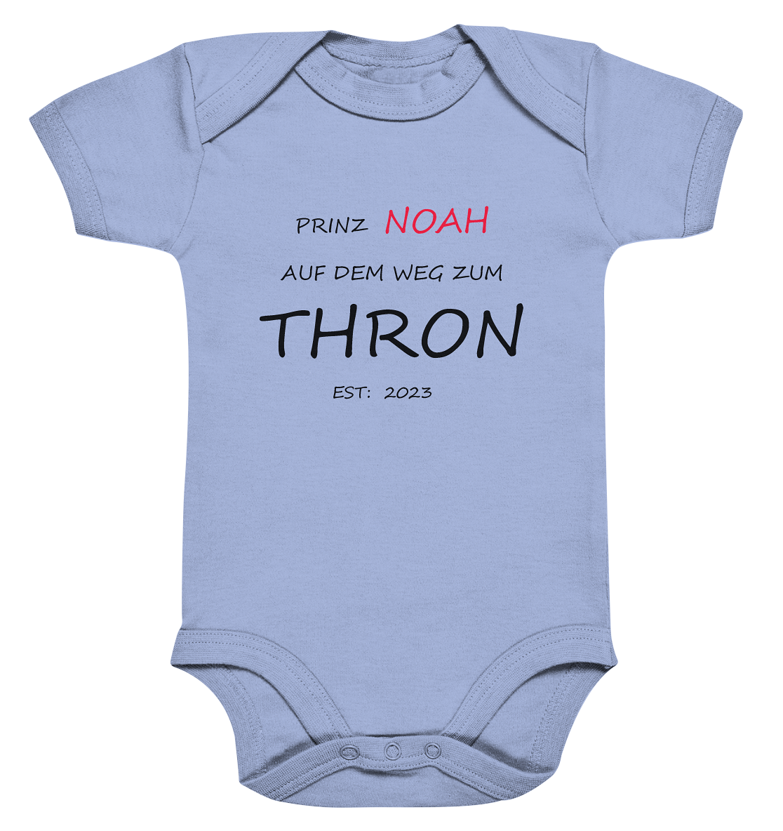 Prinz (Name) auf dem Weg zum Thron, Datum und Name personalisierbar - Organic Baby Bodysuite