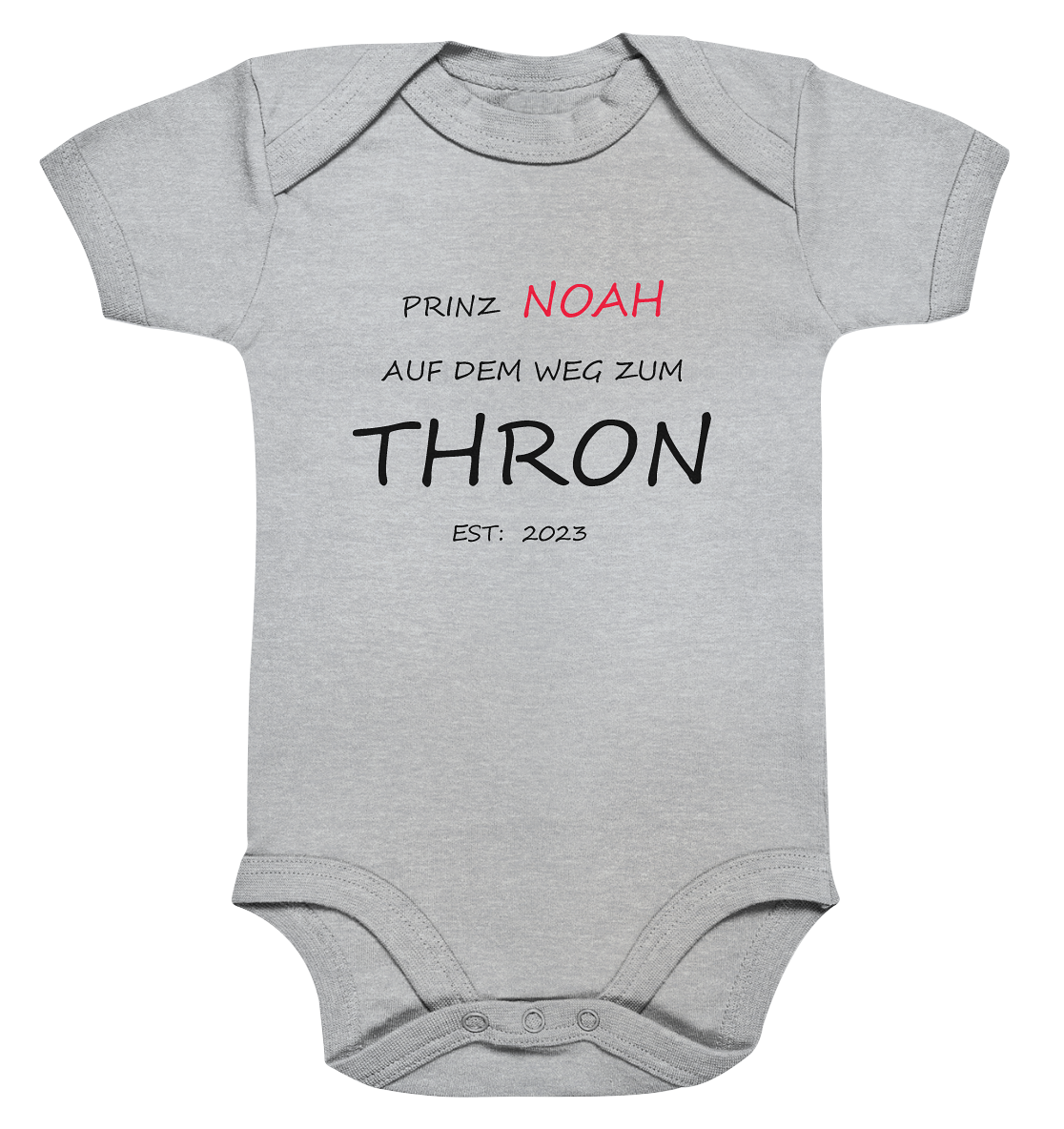 Prinz (Name) auf dem Weg zum Thron, Datum und Name personalisierbar - Organic Baby Bodysuite