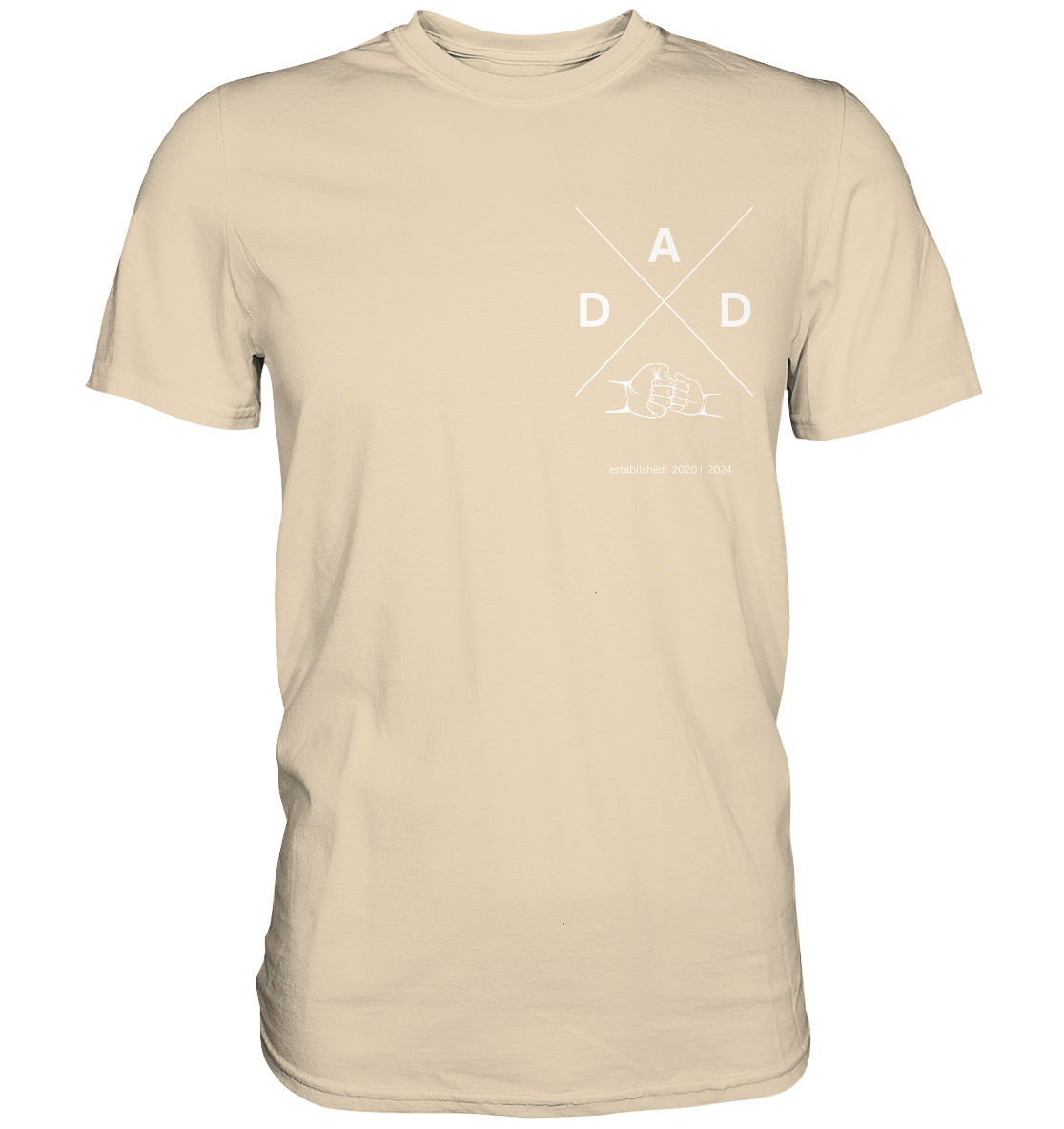 DAD Cross-Faust, Sandfarbe, Datum personalisierbar - Premium Shirt