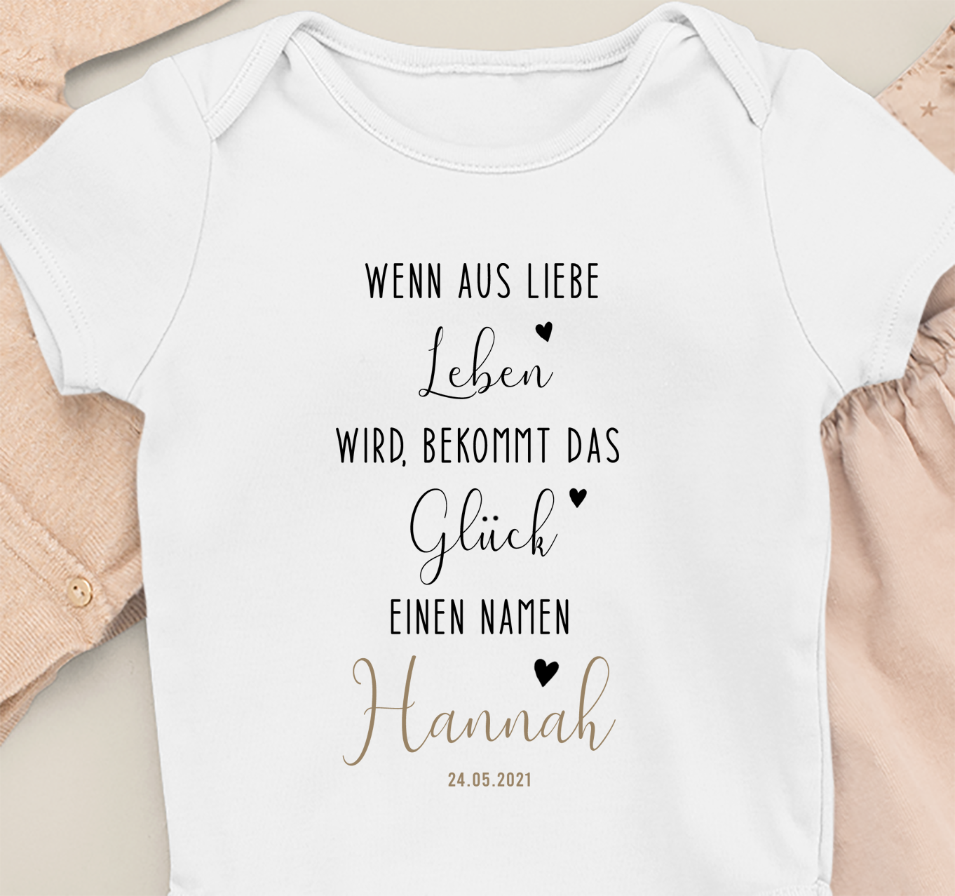 Wenn aus Liebe Leben wird... Bio-Babybody weiß - Name personalisiert