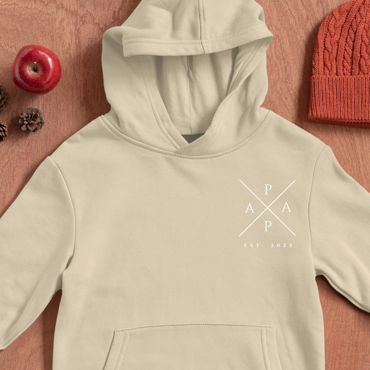 Papa Cross Hoodie Sand Color - Date Customizable