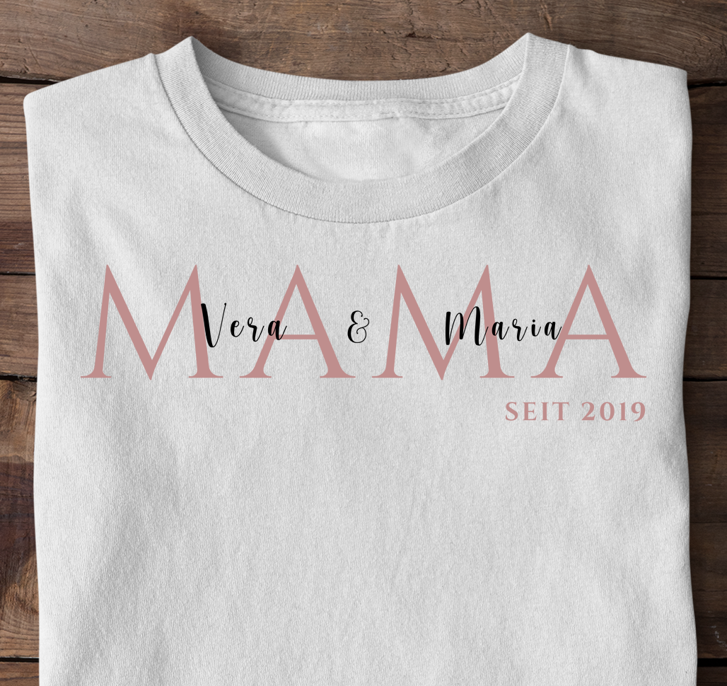 Personalisierbares MAMA T-Shirt weiß