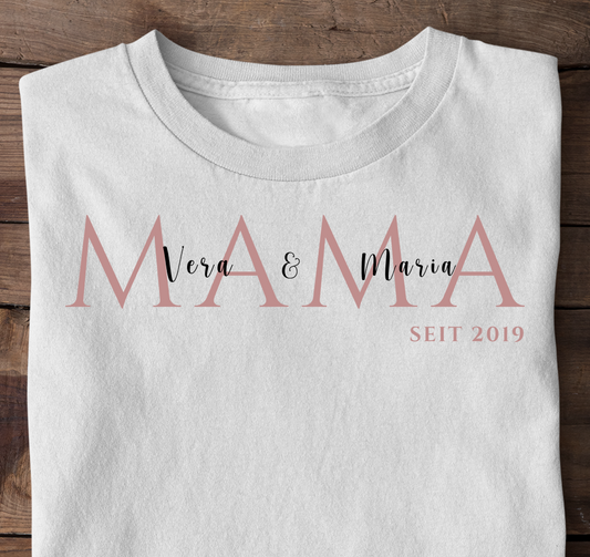 Personalisierbares MAMA T-Shirt weiß