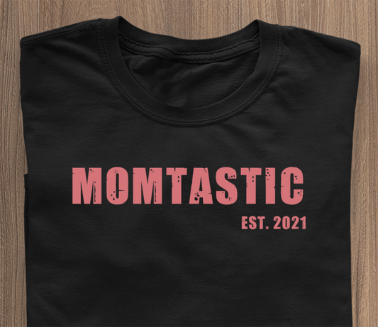 Momtastic T-Shirt schwarz - Datum personalisierbar