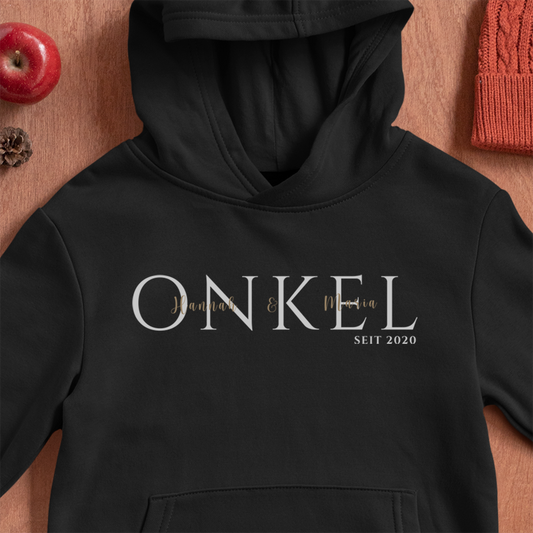 Onkel seit... Hoodie schwarz - Datum personalisierbar