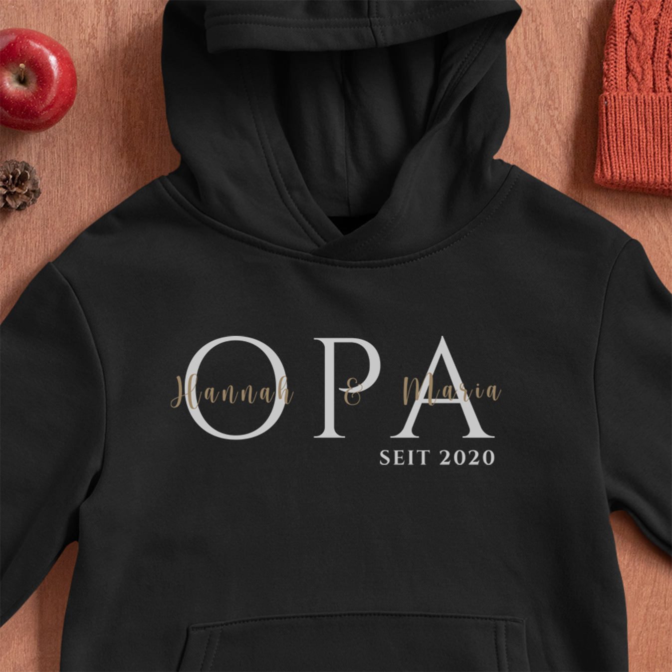 OPA seit... Hoodie schwarz - Namen personalisierbar
