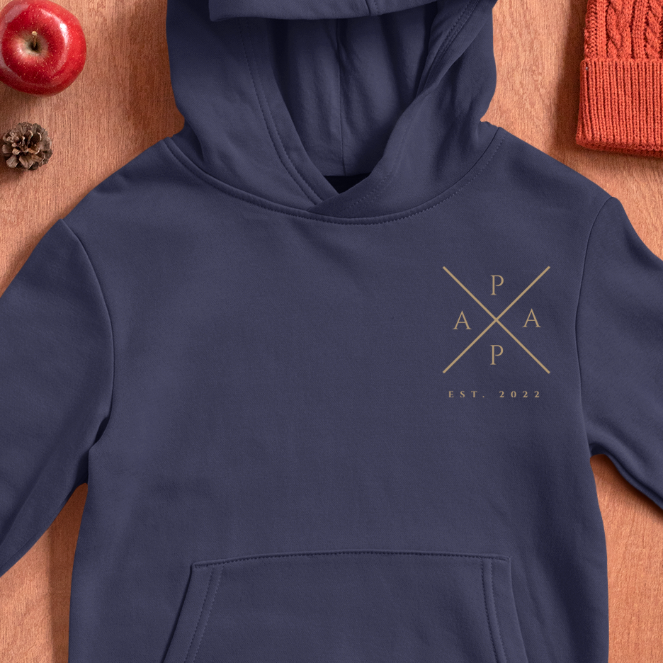 Papa Cross Hoodie - Datum personalisierbar