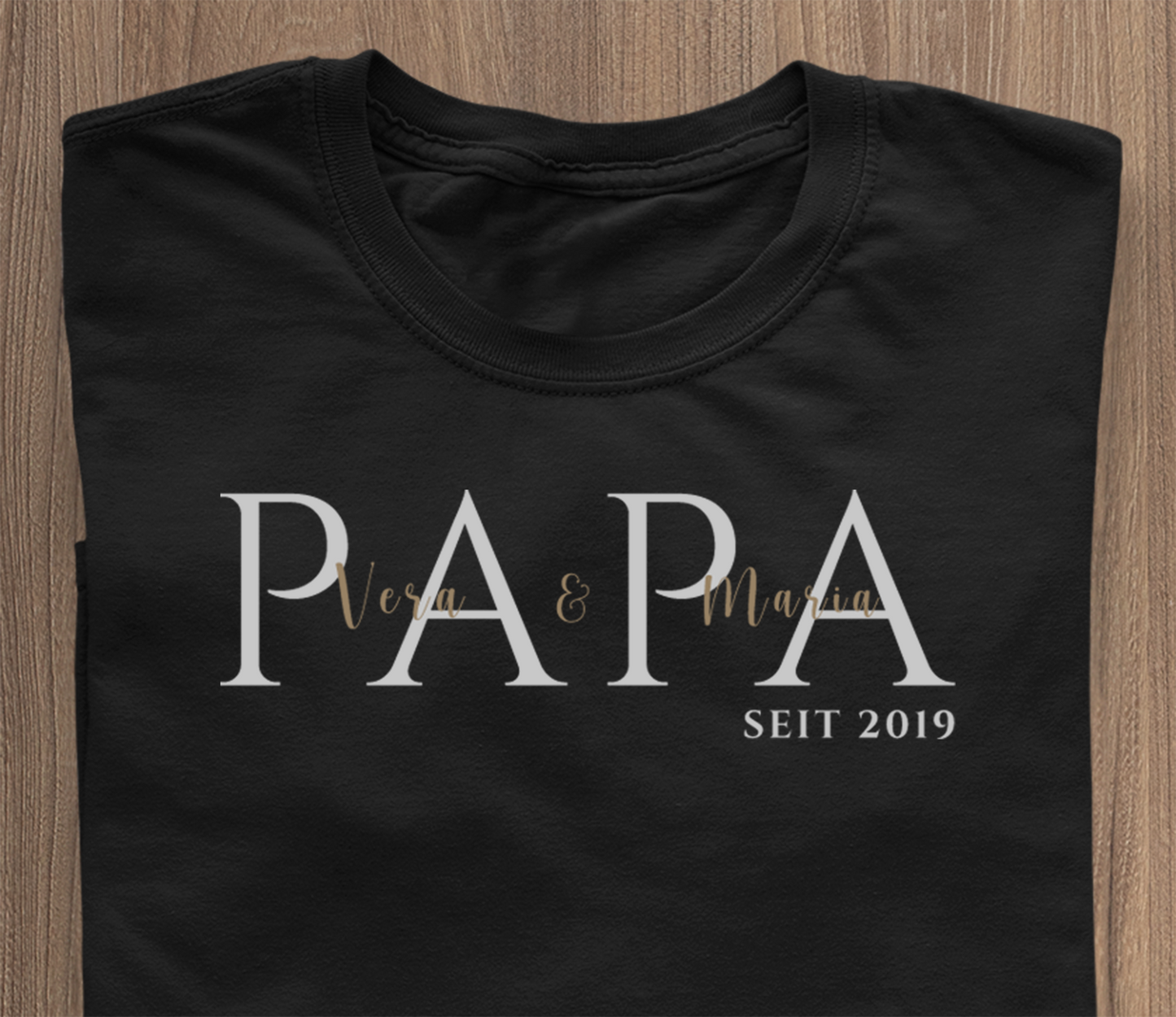 PAPA seit... T-Shirt schwarz - Namen personalisierbar