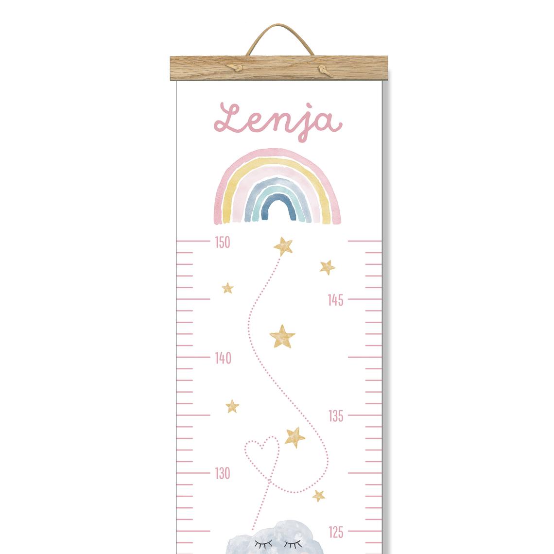 Personalized height chart with wooden strips for girls
