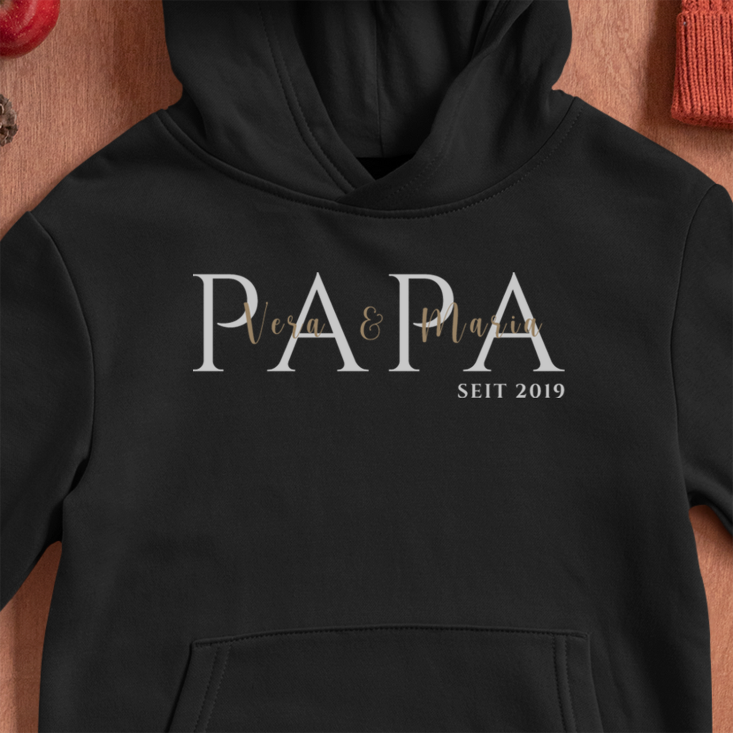 PAPA seit... Hoodie schwarz - Namen personalisierbar