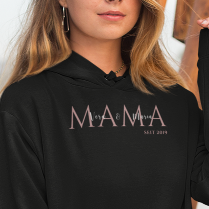Personalisierbares MAMA Hoodie schwarz