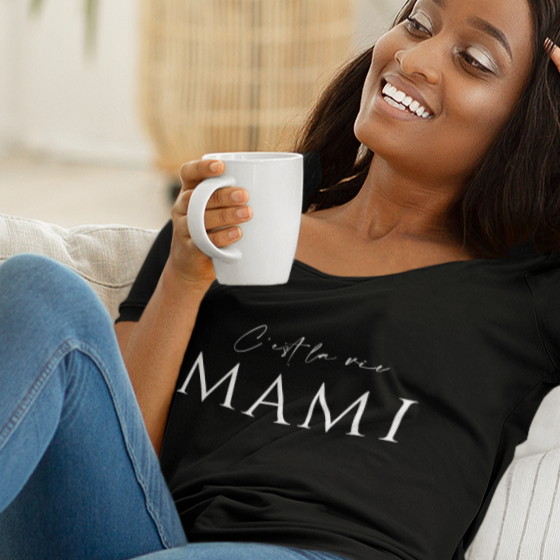 C'est la vie MAMI - T-Shirt schwarz