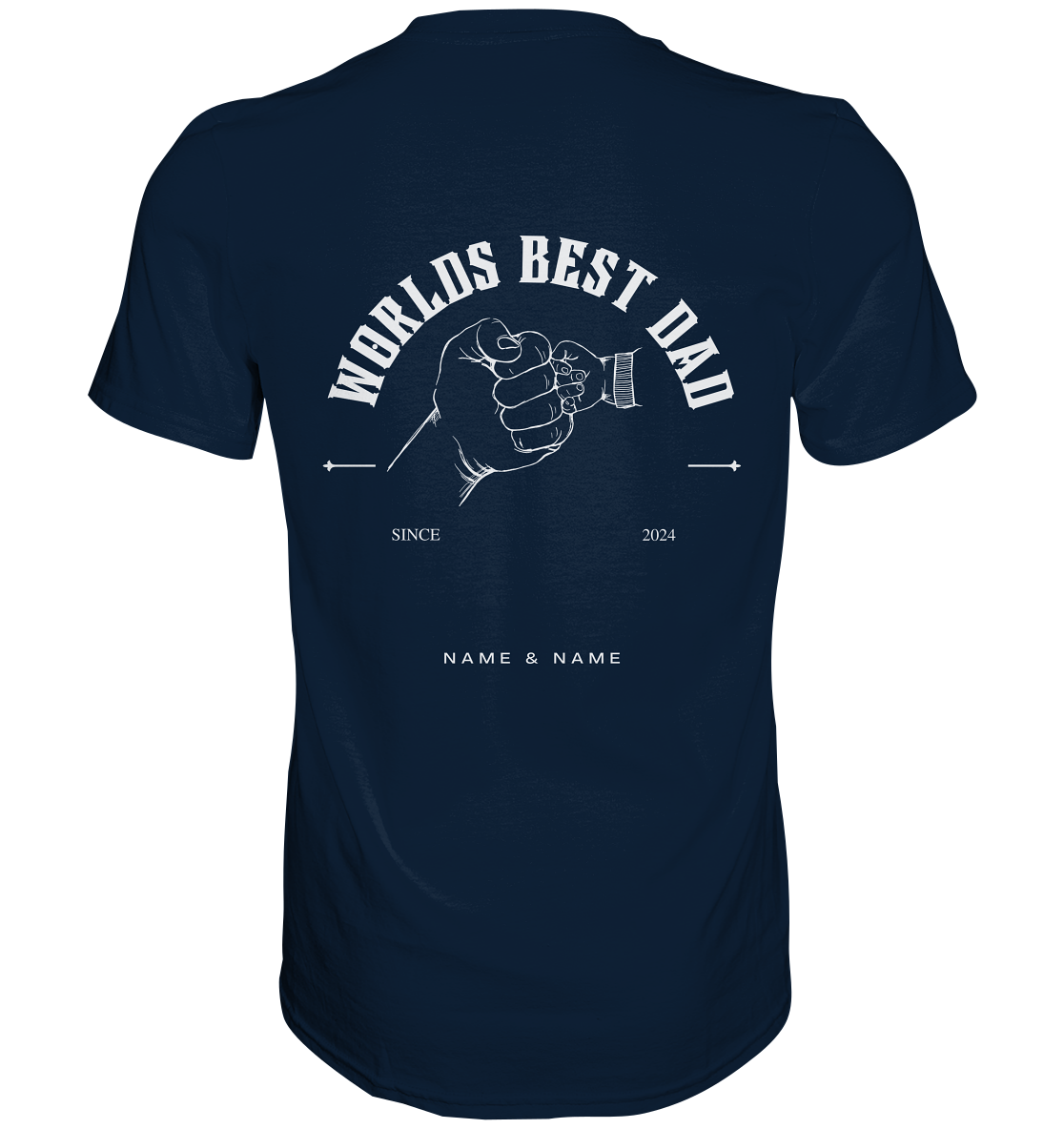 Worlds Best DAD, espalda, nombres y fecha personalizables, - Camiseta premium