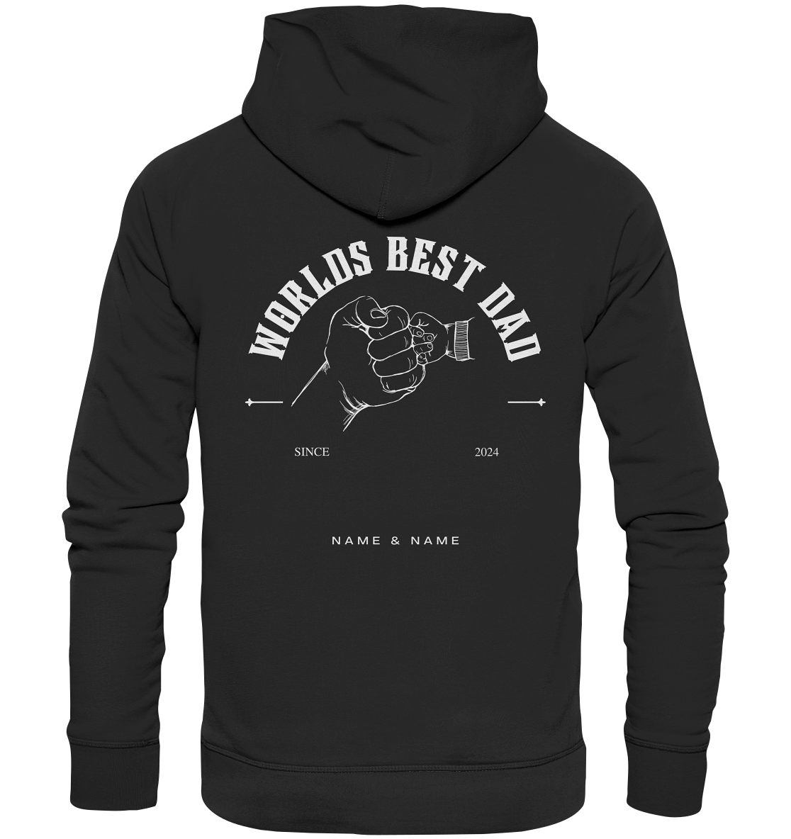 WORLDS BEST DAD, Backprint, Namen und Datum personalisierbar - Premium Unisex Hoodie