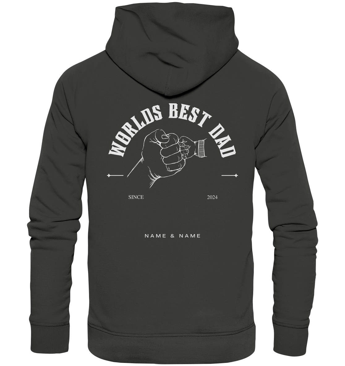 WORLDS BEST DAD, Backprint, Namen und Datum personalisierbar - Premium Unisex Hoodie