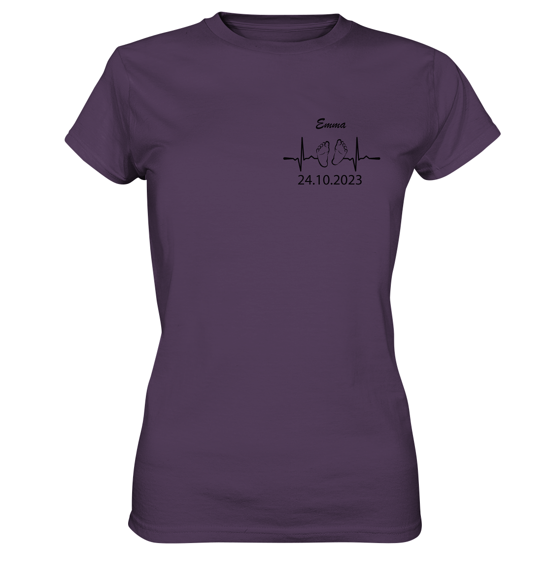 Herzschlag Füsschen, Name und Datum personalisierbar - Ladies Premium Shirt