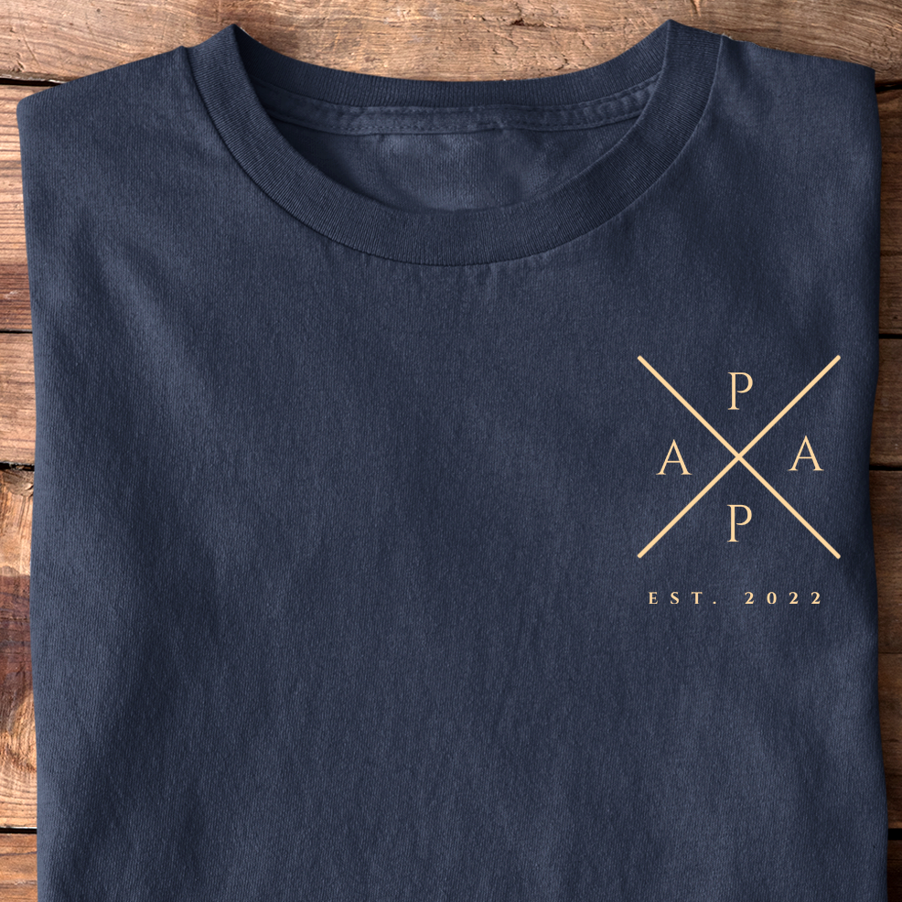 Papa Cross T-Shirt - Datum personalisierbar