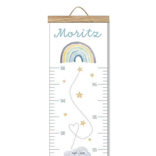 Personalized height chart with wooden strips for boys